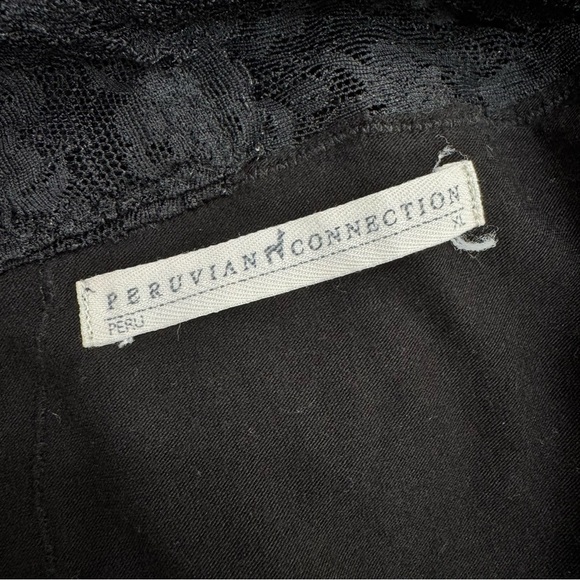 Peruvian Connection Black Nightgown with Lace and Sheer Back Detail Women's XL - Picture 5 of 6